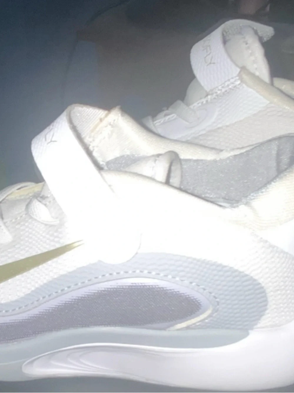Nike Kids White Sneakers with Gold Swoosh Size 12c